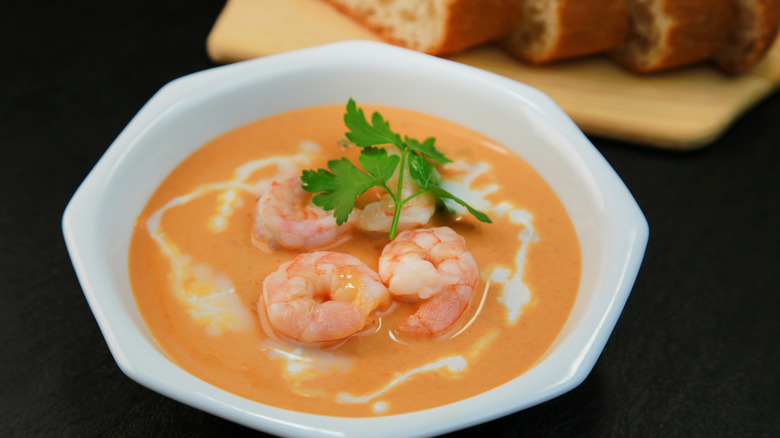 creamy shrimp bisque bowl 