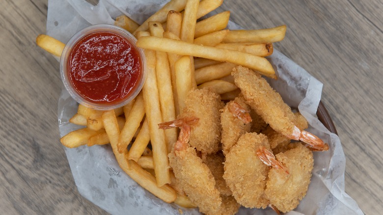 fried shrimp tails fries 