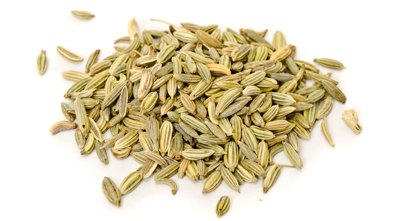 fennel seed on white background