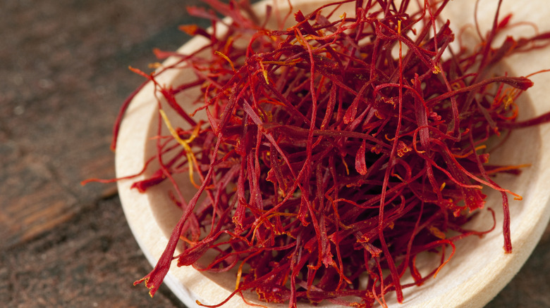 saffron strands in bowl