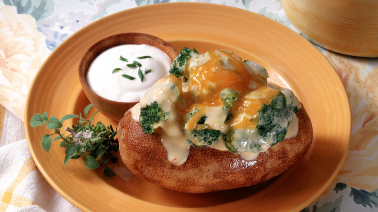 Baked potato on plate