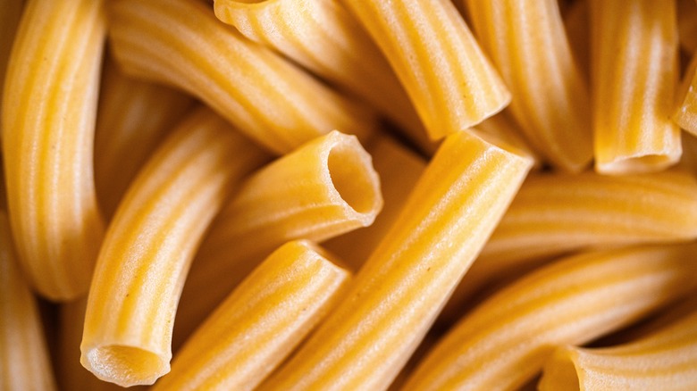 Close up of pasta tubes