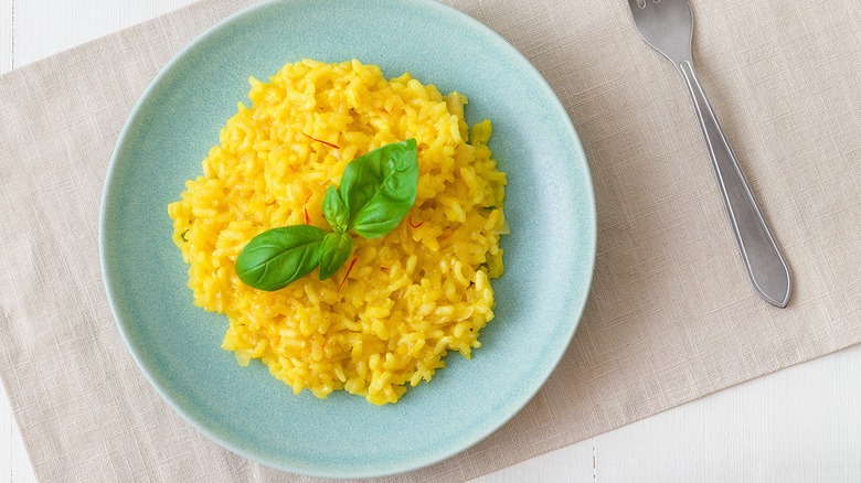 Risotto Milanese on plate