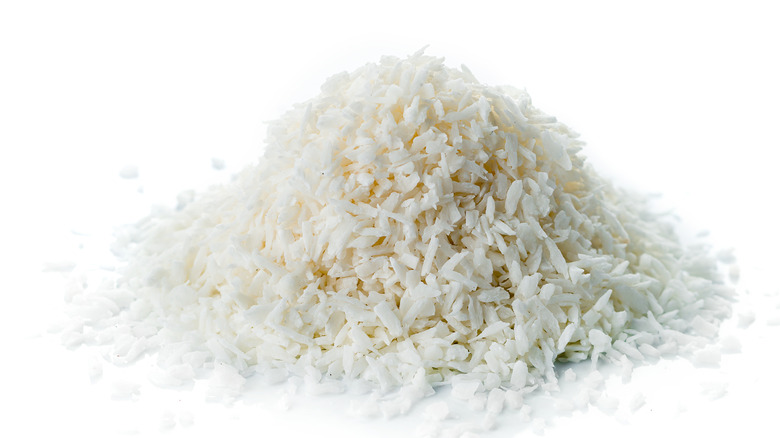 A pile of coconut flakes