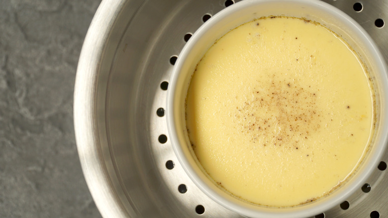 Steamed pudding in bain marie