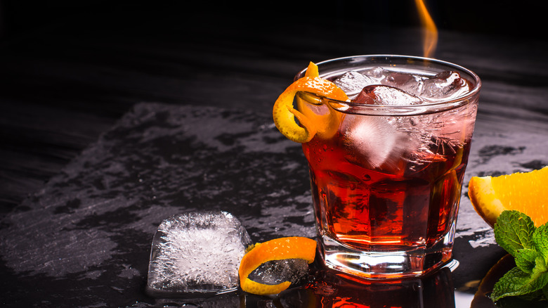 Mezcal Negroni with orange twist