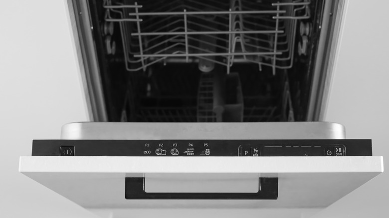 Open white dishwasher