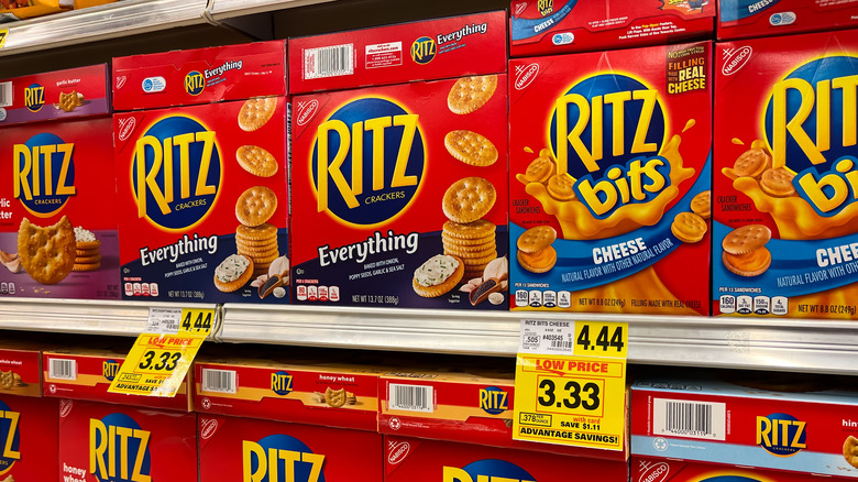 Ritz crackers on grocery shelf