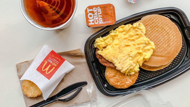 McDonalds pancakes on table