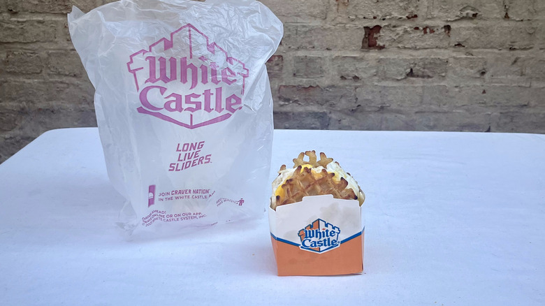 White Castle waffle slider