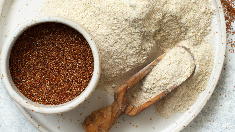 Teff grains and flour