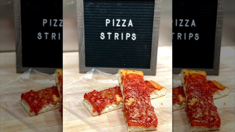 Pizza strips on table