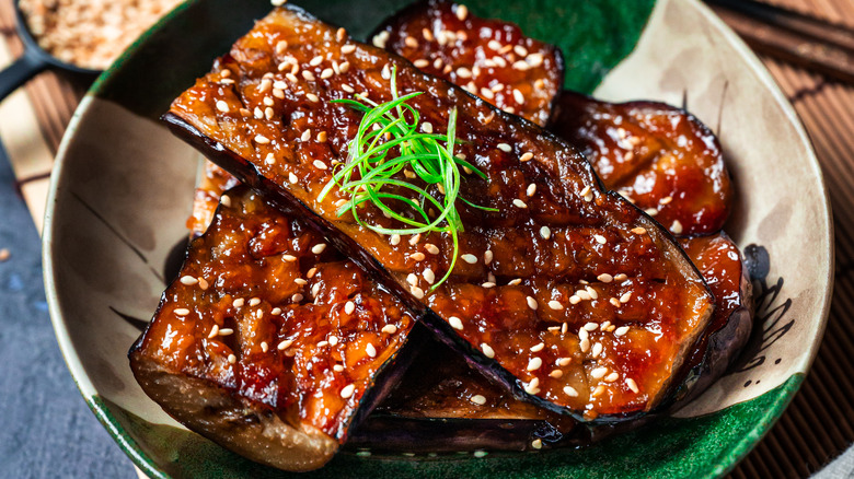 Japanese miso glazed eggplant