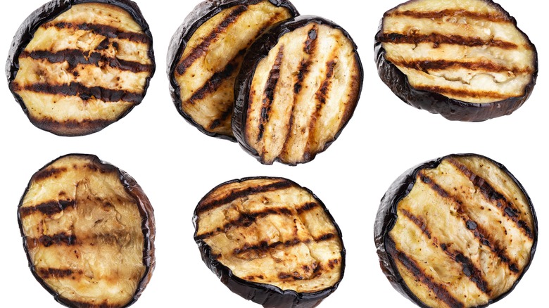 slices of grilled eggplant discs