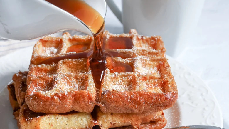 French toast waffle with syrup 