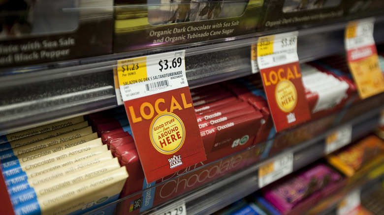 Whole Foods candy aisle with price tags