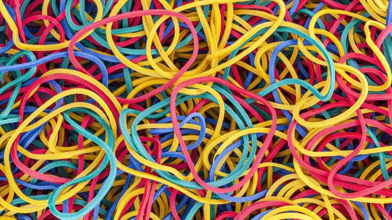 brightly colored rubber bands