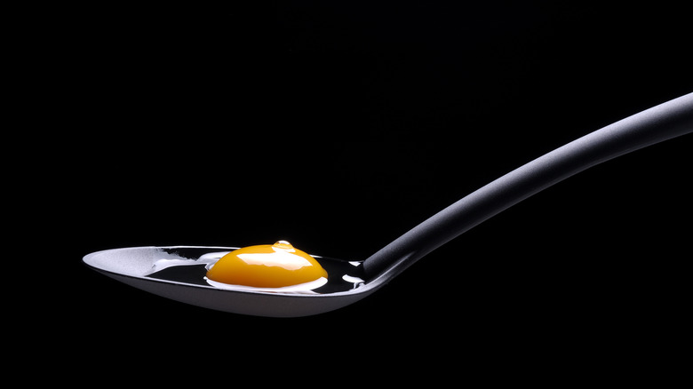 egg yolk in spoon