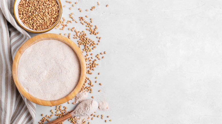 Buckwheat flour in a bowl