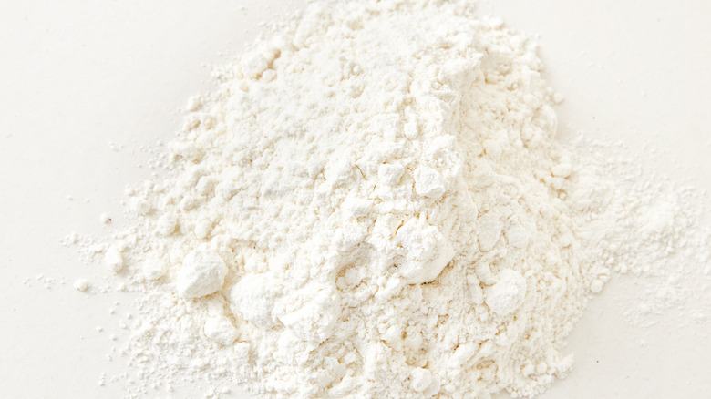 Rice flour on white background