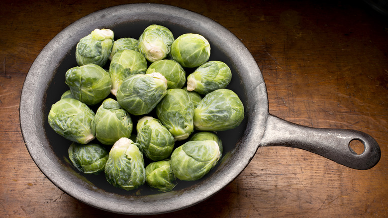 brussels sprouts in saucepan