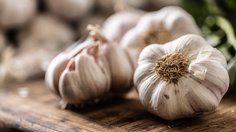 bulbs of fresh garlic