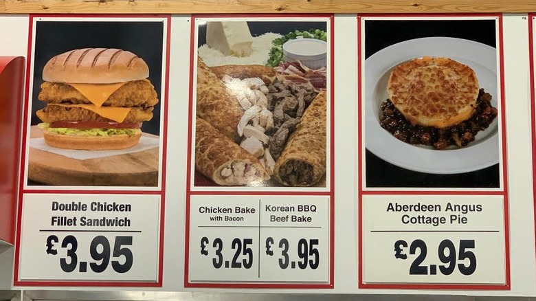 Close up of Costco UK menu signage featuring Aberdeen Angus Cottage Pie