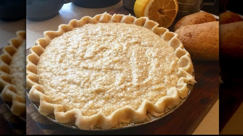 White pie in aluminum pan