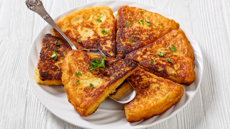 Potato bread on white plate 