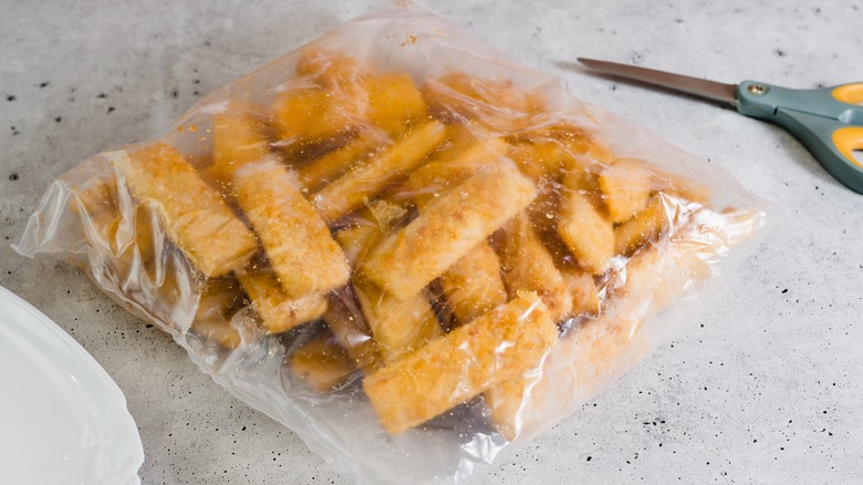 Bag of frozen fish sticks