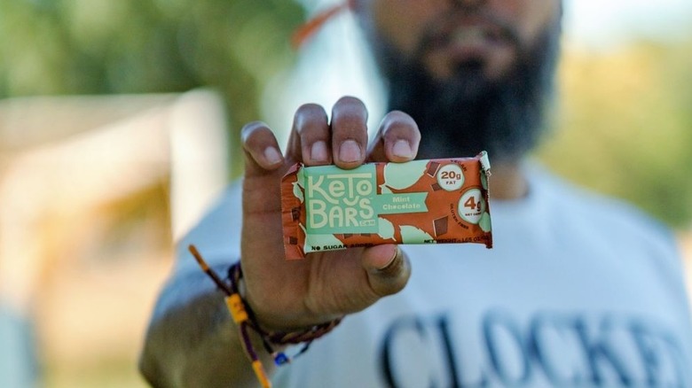 Hand holding a Keto Bar