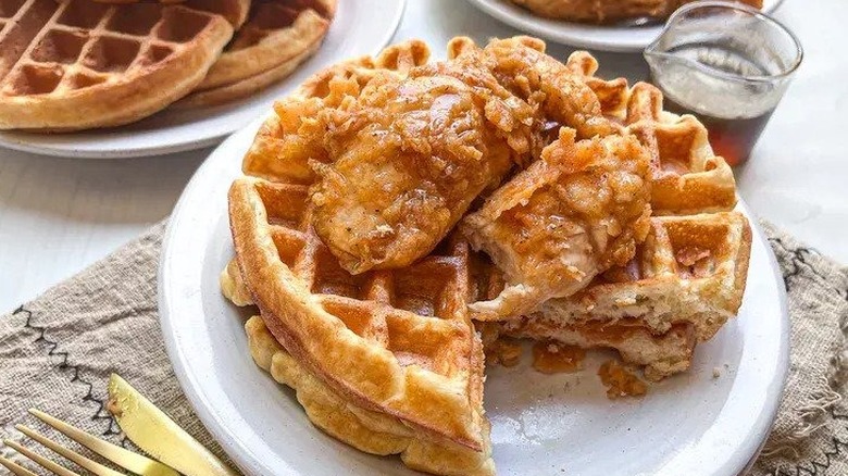 Maple fried chicken and waffles