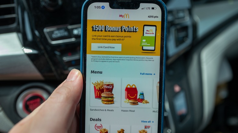 Mcdonald's app on cellphone