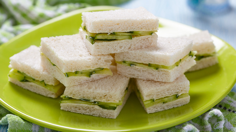 Pyramid of cucumber tea sandwiches