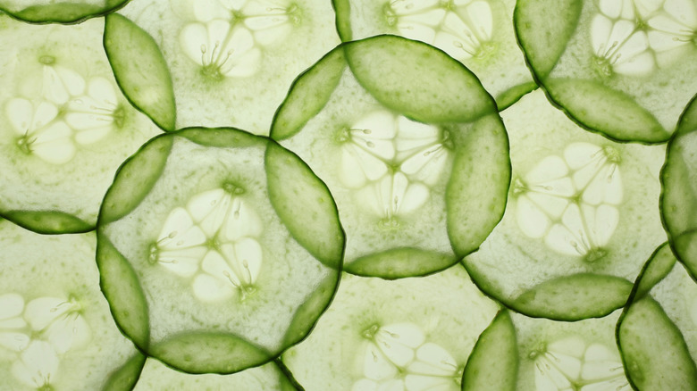 Pretty sliced cucumber cross-sections