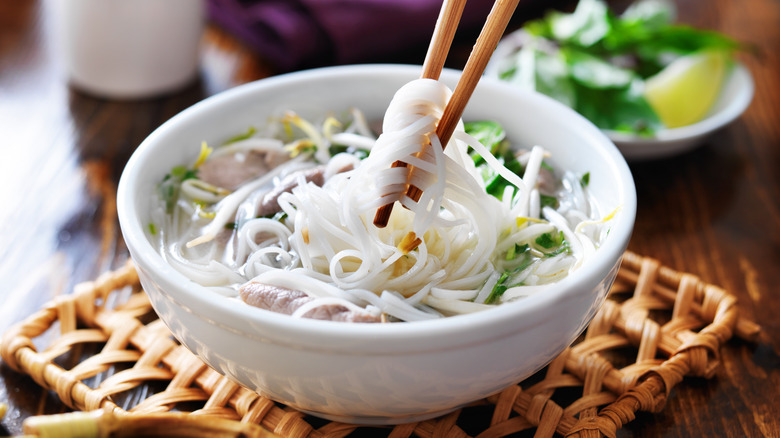 Pho with rice noodles