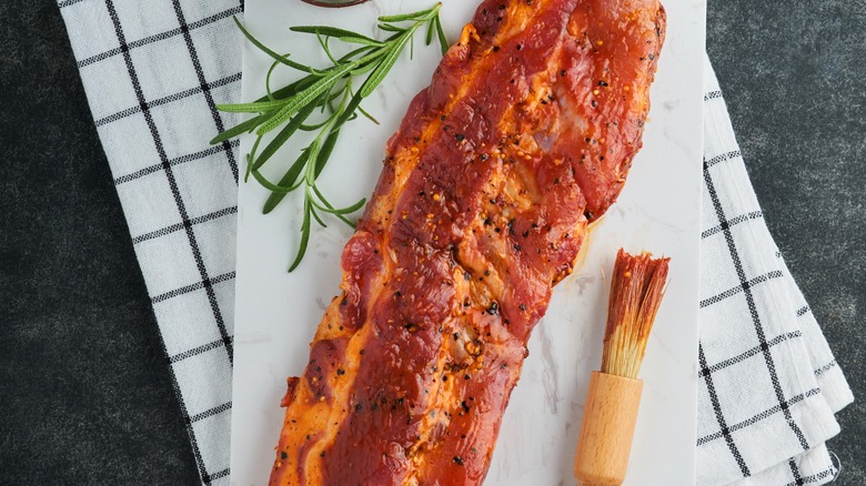 pork ribs marinade brush herbs