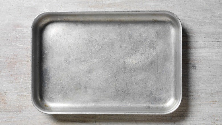 Sheet pan on gray surface