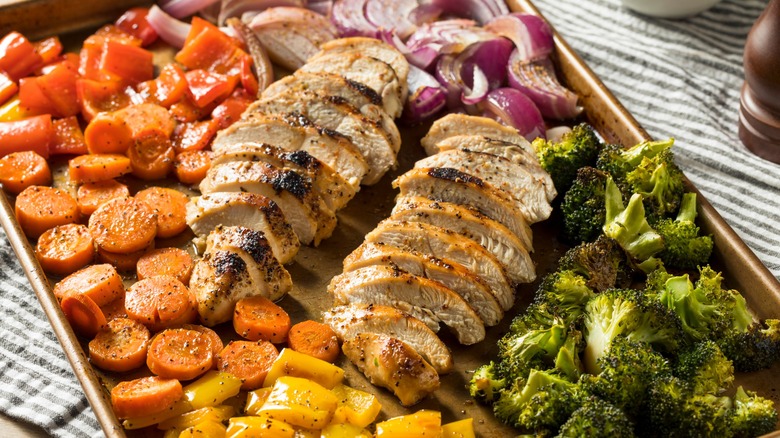 Chicken and vegetables on sheet pan