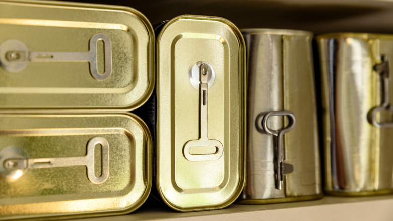 canned tins stacked