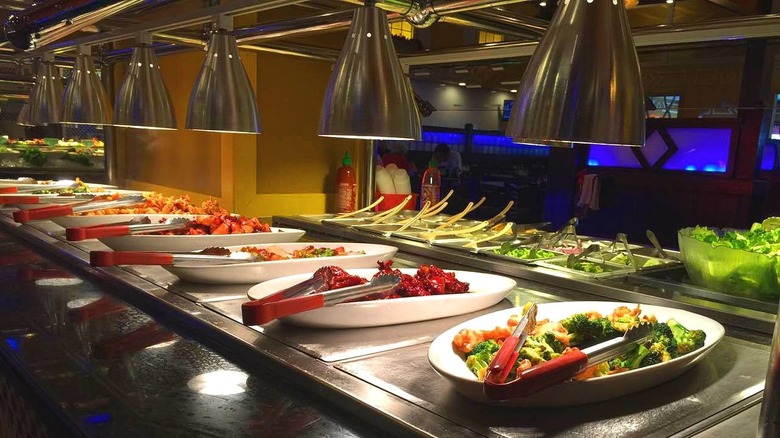 A small section of displayed food at a buffet