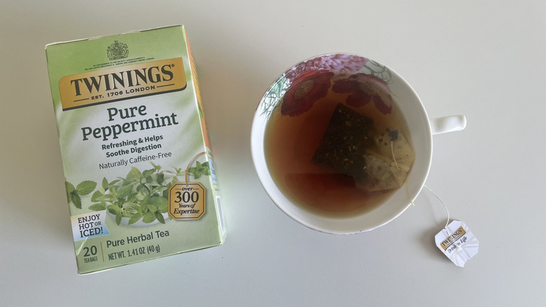 twinings peppermint tea bags in box and cup