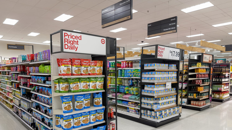 Target shelves full of snacks