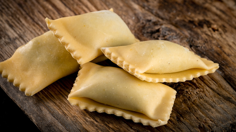 Close up of fresh agnolotti