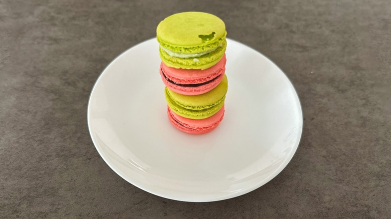 pink and green macarons