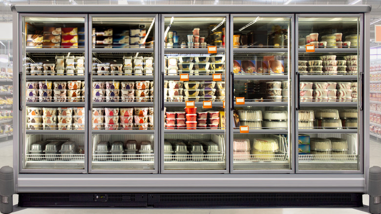 ice cream freezer in supermarket