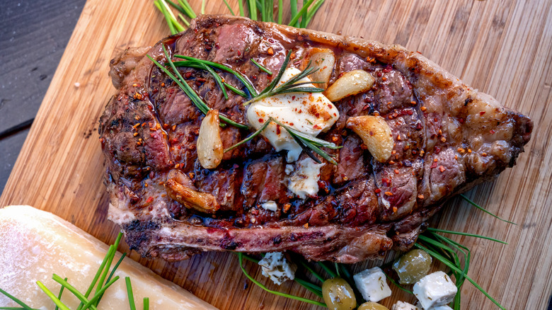 ribeye with butter garlic herbs