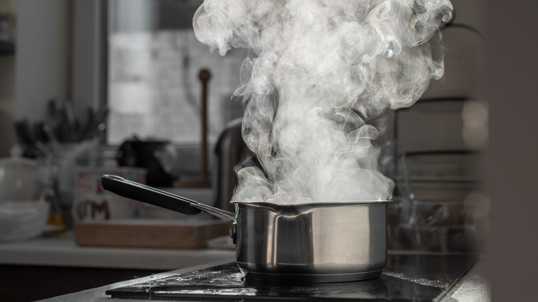 Water streaming from a pan