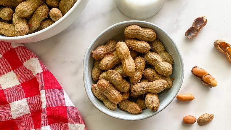 Boiled peanuts in a bowl