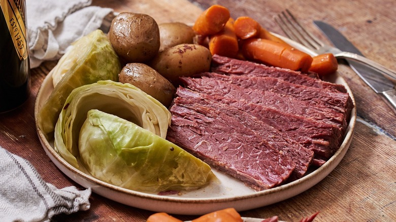 Corned beef with potatoes and cabbage